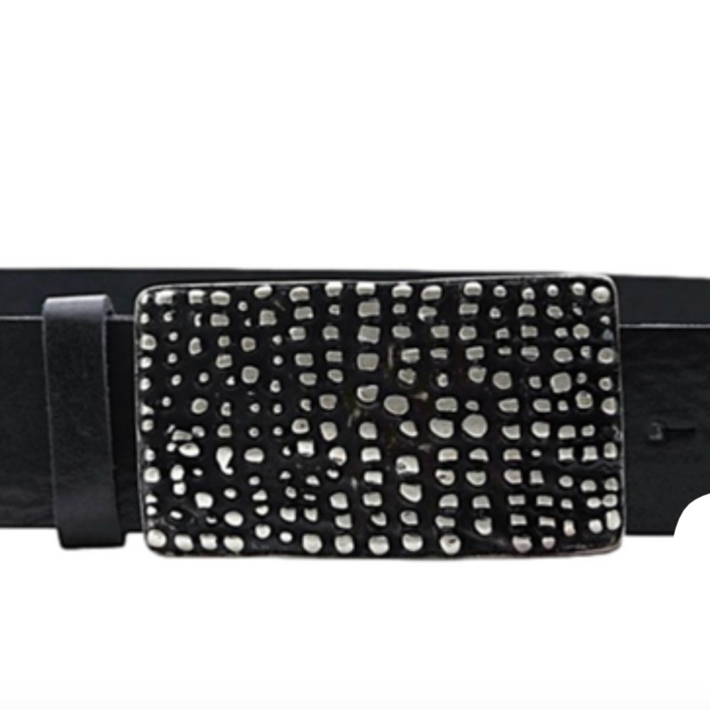 NWOT Georg Roth Black Leather Belt with Silver Buckle